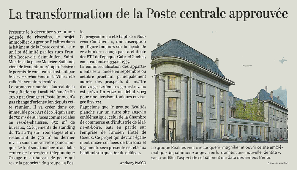 La transformation de la Poste centrale approuvée